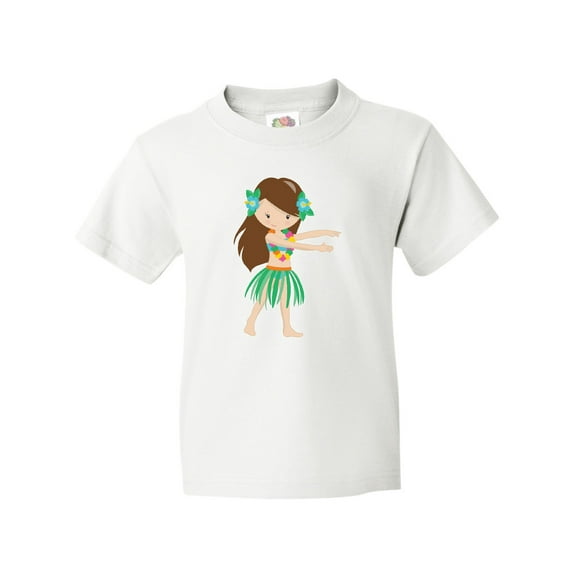 Inktastic Brown Haired Hula Girl Youth T-Shirt
