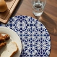 thumbnail image 3 of Navy Blue Geometric Round 15 Inch Placemats Set of 4, Vintage Abstract Art HeatResistant Non Slip Place Mats for Dining Table, Wipeable Braided Kitchen Table Mats for Housewarming, 3 of 9