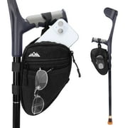 SupreGear Forearm Crutch Bag, Mobility Walker Accessory Pouch with Cup Holder & Zipper Pocket, Black