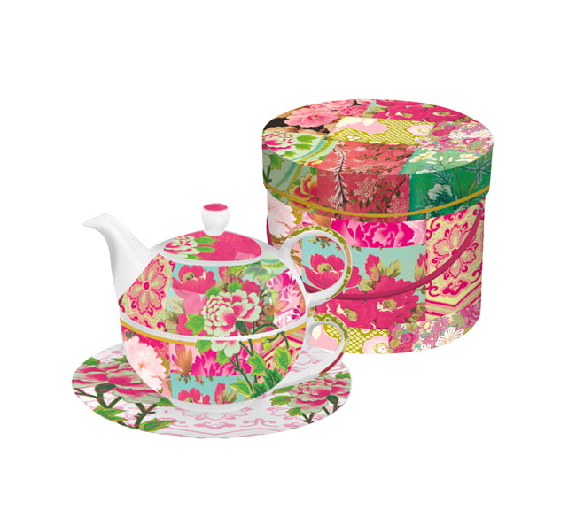 Floral Bouquet Fine China Tea For One Gift Boxed Set Teapot Cup gift set NEW 