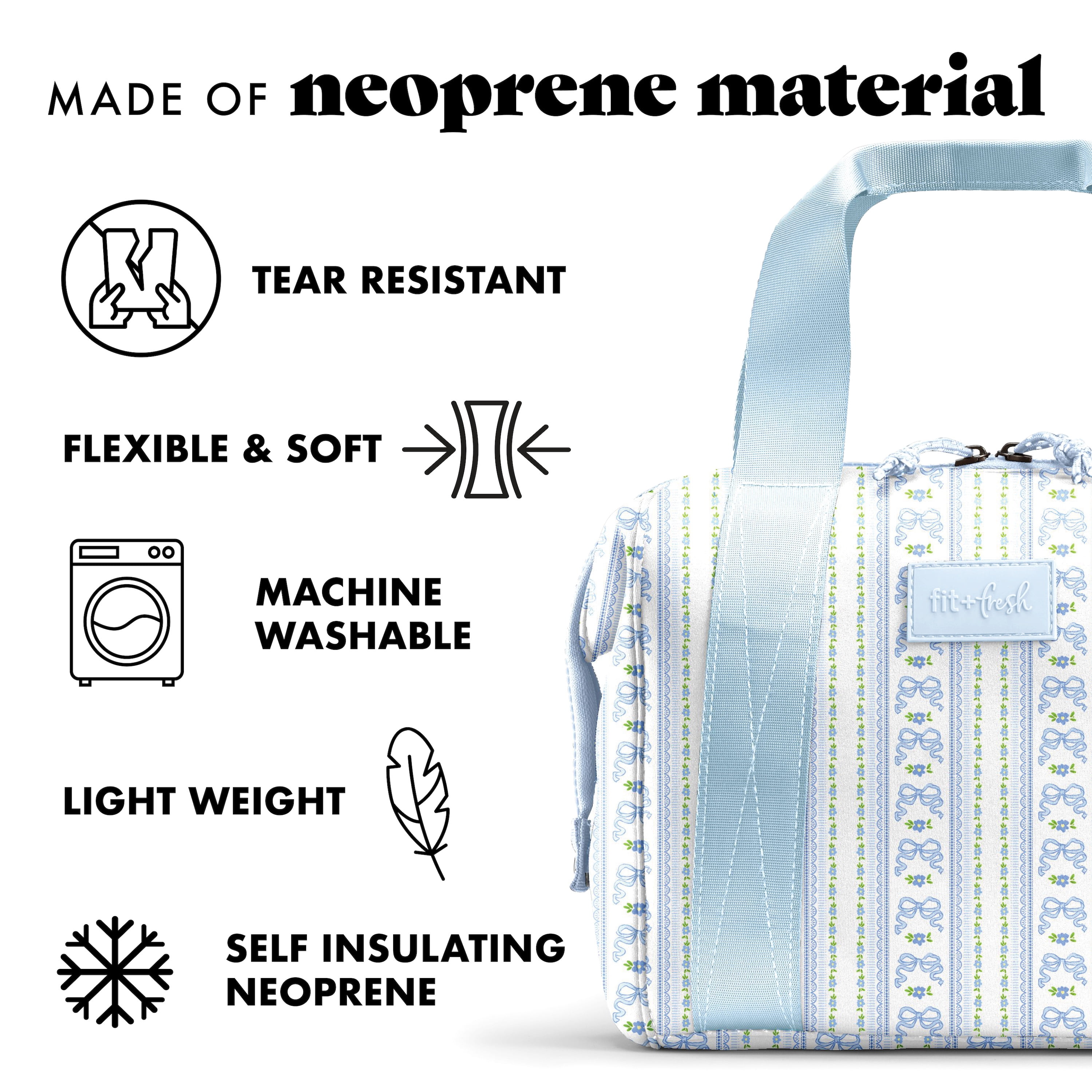 Fit + Fresh Remi Womens Lunch Bag, Insulated Lunch Box With Containers, Blue Wallpaper Bows