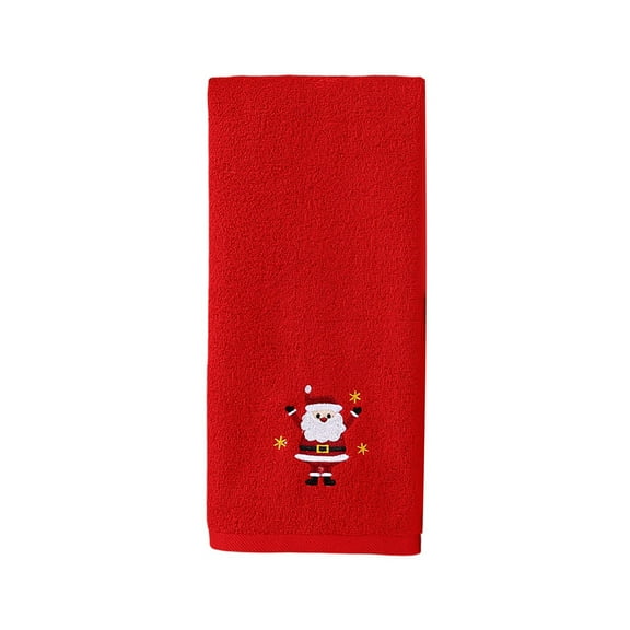 Bwiyojiz Home Decor Christmas Decorations Cotton Holiday Products Snowman Tree Santa Claus Embroidered Towel Cottons Kitchen Hand Gift, Gifts for Family, Red