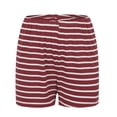 thumbnail image 4 of DuoJiaJ Women Summer Pajamas Striped V Neck Pocket Short Sleeve Shorts Pajama Set Cotton Nightwear For Women Wine, 4 of 5