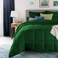 thumbnail image 4 of D.N.G. BEDDINGS Deluxe All Seasons Twin/Twin XL Size 800 Thread Count, Solid Green Down Alternative 3 Piece Box Design Comforter Set 100% Egyptian Cotton, 4 of 6