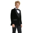 thumbnail image 4 of Boys Suit Set 3pc Velvet Satin Shawl Lapel Jacket With Matching Vest & Pants Free Shirt & Bow Tie-Slim Fit, 4 of 5