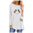 thumbnail image 1 of Pompotops T-Shirt de Noël Décontracté pour Femmes Col Rond Fond Flocon de Neige Manches Longues, 1 of 5