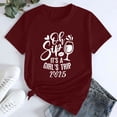 thumbnail image 4 of Tittly T Shirts for Women Spring Tops for Women Girl's Trip 2025 T Shirt Women's Fashion Round Neck Casual Short Sleeves Graphic Tees Tshirts Shirts Wine L, 4 of 5