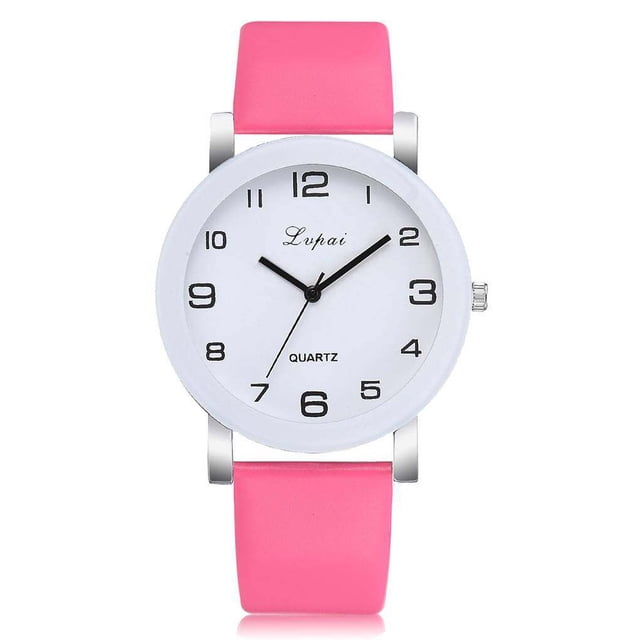 yingyy 1/2/3/5 Montre Bracelet Ronde Décontractée en Cuir PU Mode Cadran Numérique rose Rouge 1 Pce