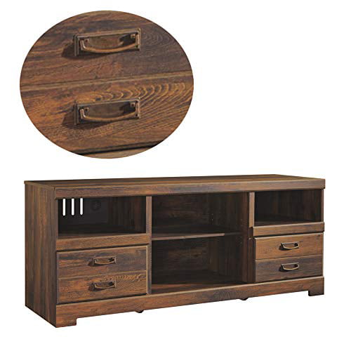 Retro TV Stand Cabinet Furniture Rustic Wooden 4 Drawers 2 Shelves Storage Unit