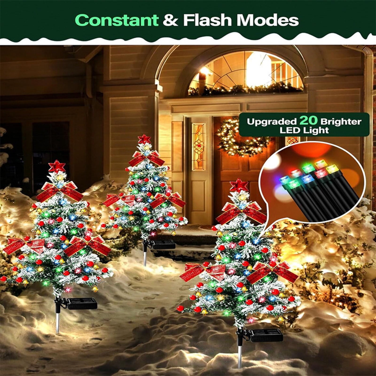 Solar String Lights, LED Christmas Lights, Outdoor Garden Decoration, 2 Lighting Modes, Automatic Day Charge Night On for Festive Ambiance