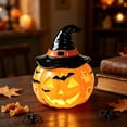 thumbnail image 7 of Xingjin Resin Halloween Pumpkin Night Light Table Lamp, Witch Hat and Skeleton Design with Warm LED Glow, Spooky Decor for Home Indoor Party Desktop, 7 of 7