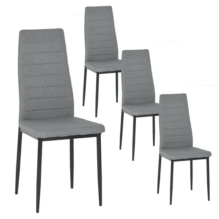 Homy Casa Set of 4 Upholstered Dining Chairs, Slim-Back Fabric Seat with Metal Legs, Gray