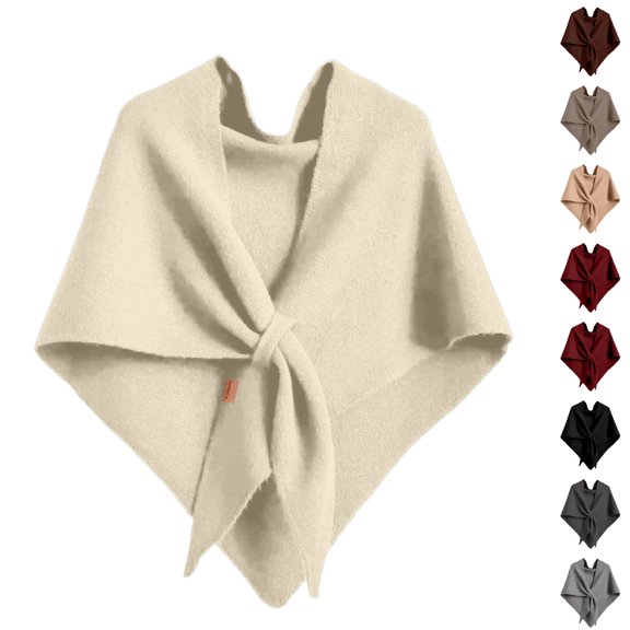 Resicozy Shawl Wraps for Women Winter Knitted Scarf Fashion Solid Color Cardigan Cape Top Sweater Shawl Scarf Beige