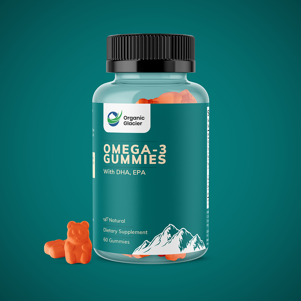 Organic Glacier Omega3 Gummies with DHA, EPA 60 Gummies
