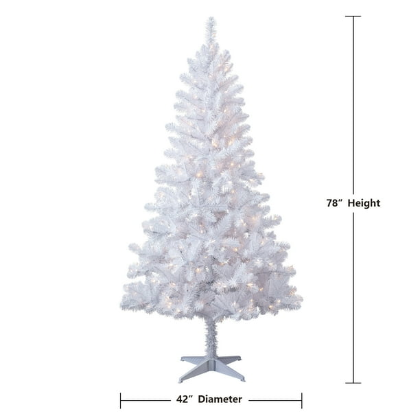 mai☆*:.。 Holiday Time 6.5' Pre-Lit White Madison Pine Artificial Christmas