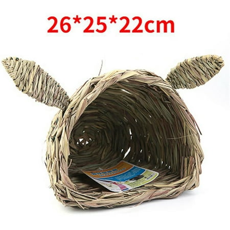 Eco-friendly Rabbit Shaped Straw House for Rabbit Hamster Guinea
