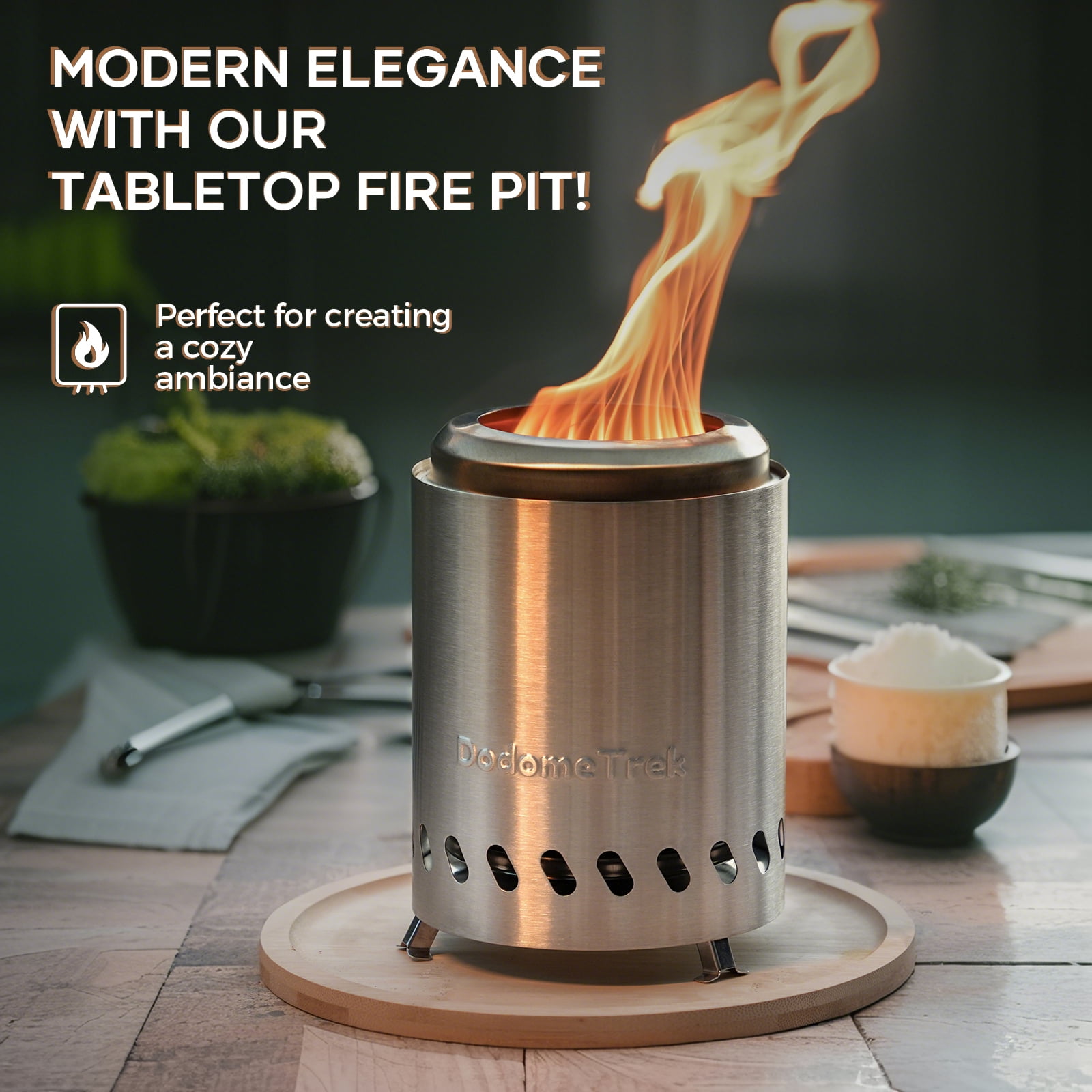 Dodometrek Smokeless Fire Pits for Outside, Portable Firepit Outdoor, 7in Tabletop Firepit Stainless Steel