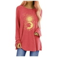 thumbnail image 2 of Tunique pour Femme Grande Taille à Manches Longues T-shirts à Col Rond T-Shirt Graphique d'Été Blouse, 2 of 6