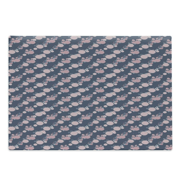 Garden Art Cutting Board, Pattern with Rows of Abstract Pink Asters Romantic Garden Botany, Decorative Tempered Glass Cutting and Serving Board, Large Size, Dark Slate Blue Blush, by Ambesonne