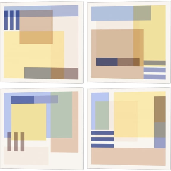 Great Art Now Hazy Days by Melissa Wang 4 Piece Canvas Art Set Each 14"W x 14"H