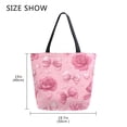 thumbnail image 5 of Open Top Canvas Tote Bag with Zipper Reusable Shopping Bag 13.5x15" Roomy Carryall Roses and Bows Pattern, 5 of 9