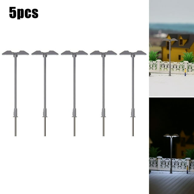 Mosiee 5 Pcs Modèle Plateforme avec Lampe de Rue Led Z Gauge 1:200-220 Modèle de Chemin de Fer Accessoires de Remplacement