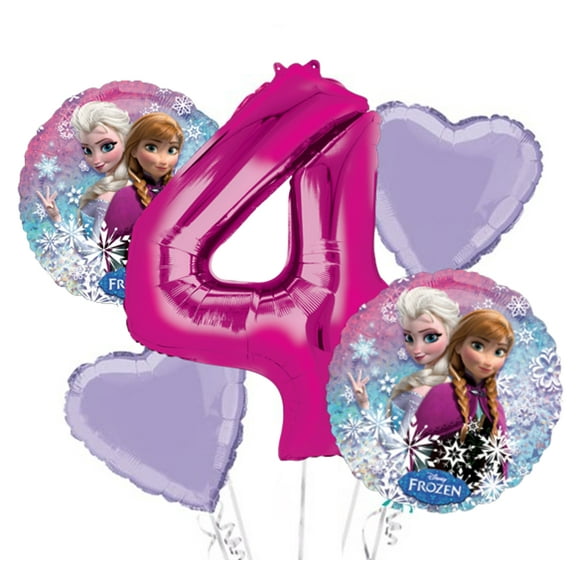 Frozen Balloon Bouquet 4th Birthday 5 pcs - Party Supplies