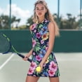 thumbnail image 2 of Yuyamidu Hawaiian Flower Womens Tennis Dress Zipper Athletic Dress for Women Size L Comfortable Workout Golf Dresses with Built-in Shorts Summer Outfits, 2 of 7