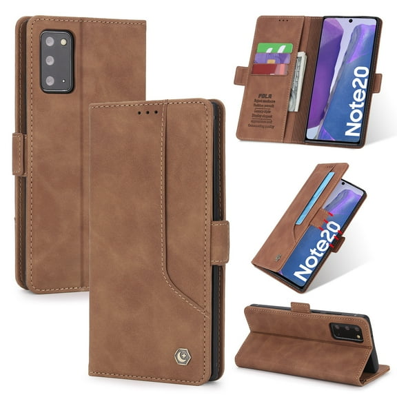 Samsung Galaxy Note 20 Case, Dteck Leather Flip Folio Wallet Card Holder Case Cover For Samsung Galaxy Note20 6.7 inch, Brown