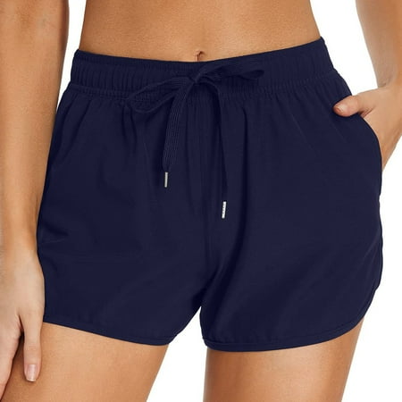 UFOUND Women s Swim Shorts With Pockets High Waist Board Swimsuit Shorts Bathing Suit Bottom Boyshorts Bottom Wide Elastic Band Sports Yoga Shorts Swimbottom Comfort Swimwear Summer Hawaii Beachwear
