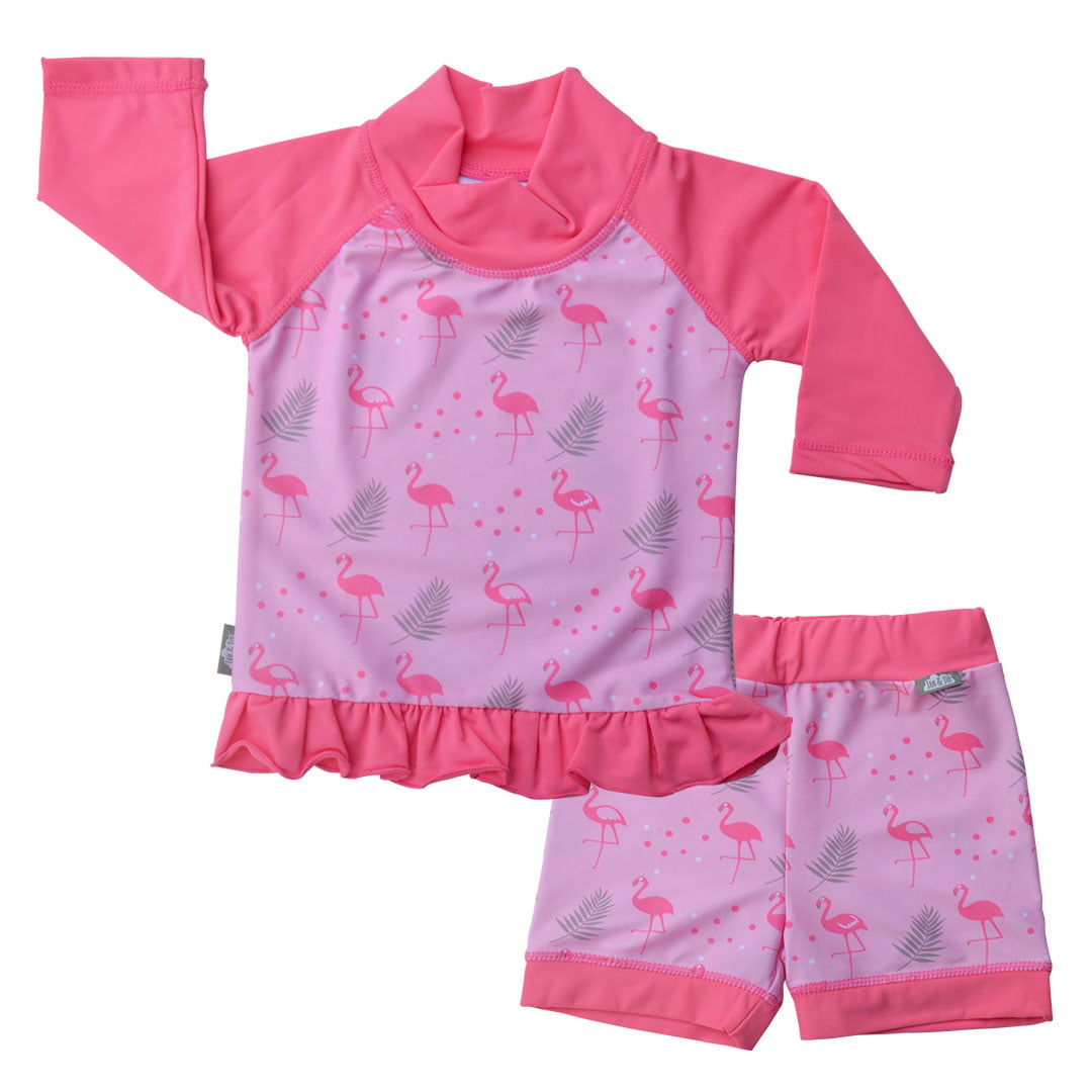 UV Shirt Short Set M: 6-18m, Flamingo Jan & Jul Baby Girls UPF 50 Long Sleeve Rash Guard Set 