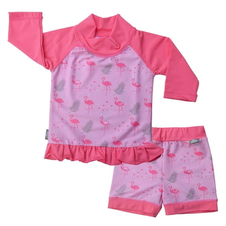 Baby Girl Rash Guard UPF 50 Sun Protection Shirt Short Set (UV Shirt Short Set S: 0 - 6m,