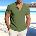 thumbnail image 4 of snilers Cotton Linen Shirts for Men Summer Casual Short Sleeve Henley T-Shirt Vacation Beach Hawaiian Tops with Pocket S-4XL, 4 of 8