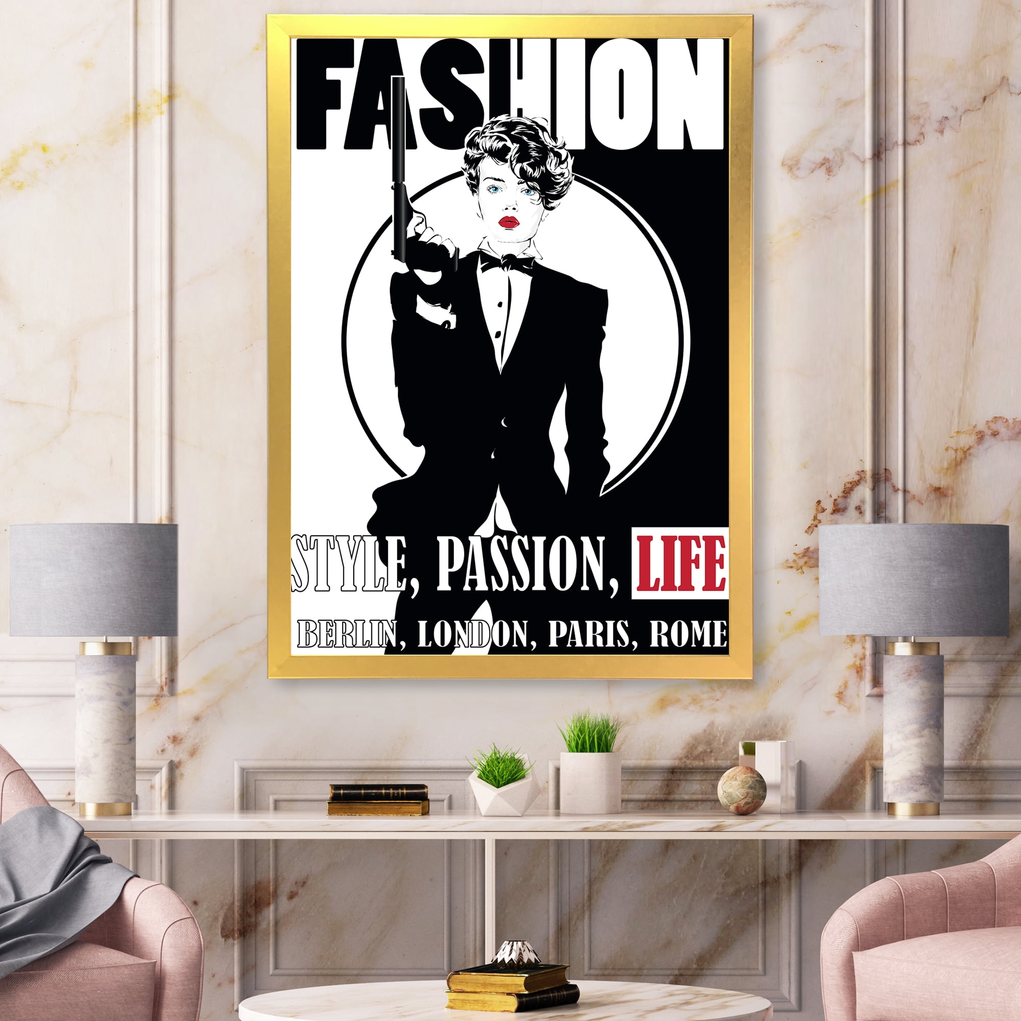 Designart 'Style Passion Life Fashion Woman II' Vintage Framed Art Print