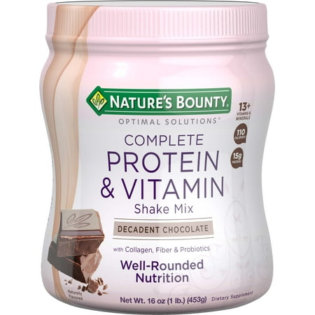 Nature's Bounty Optimal Solutions Complete Protein & Vitamin Powder, Chocolate, 15g Protein, 1 (Best Chocolate Protein Powder For Weight Loss)