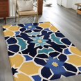 thumbnail image 2 of Morocco Floral Pattern Area&nbsp;Rug 4x6ft Vintage Tribal Ethnic Blue Yellow Green Flower Non-Slip&nbsp;Washable Square&nbsp;Rugs Soft Felt Indoor Floor Mat for Bedroom Kitchen Living Room Bathroom, 2 of 9