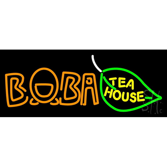 Boba LED Neon Sign 13 x 32 - inches, Black Square Cut Acrylic Backing, with Dimmer - Bright and Premium built indoor LED Neon Sign for restaurant window and interior decor.