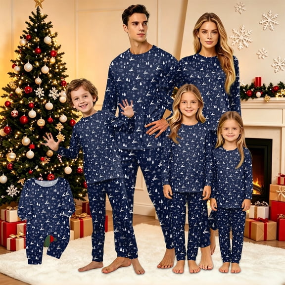 Lvotionpl 2026 Matching Family Christmas Pajamas Set, Christmas PJs Long Sleeve Top and Pants, Holiday Sleepwear, Xmas Pajama Sets