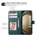 thumbnail image 3 of ELEHOLD  Case for Samsung Galaxy Z Fold 7, Premium Faux Leather Wallet Phone Case with Hand Strap, Raised Edge Protection & Magnetic Buckle,Green, 3 of 7