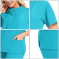thumbnail image 3 of Mifsaly Scrubs for Women Set Doctors Nursing Scrubs Matching Outfits 2026 Soild Color Workwear Half Zip Short Sleeve Tops & High Waist Wide Leg Pants with Pockets S, 3 of 4