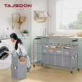 thumbnail image 2 of 5 Bag Laundry Sorter Cart, Laundry Hamper Sorter Basket with Heavy Duty Lockable Rolling Wheels for Clothes Storage, Grey & White, 2 of 15