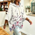 thumbnail image 4 of Women's 3/4 Sleeve Hooded Sweatshirt Vintage Printed Oversized Pullover Hoodie Relaxed Baggy Fit Casual Y2K Pullover Tops, 4 of 4
