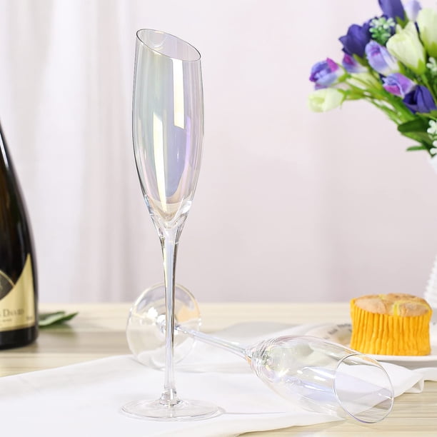 Copas de champán para boda, copas de flauta para tostado para la novia y el novio, juego de regalo creativo de decoración de vasos de cristal de lujo