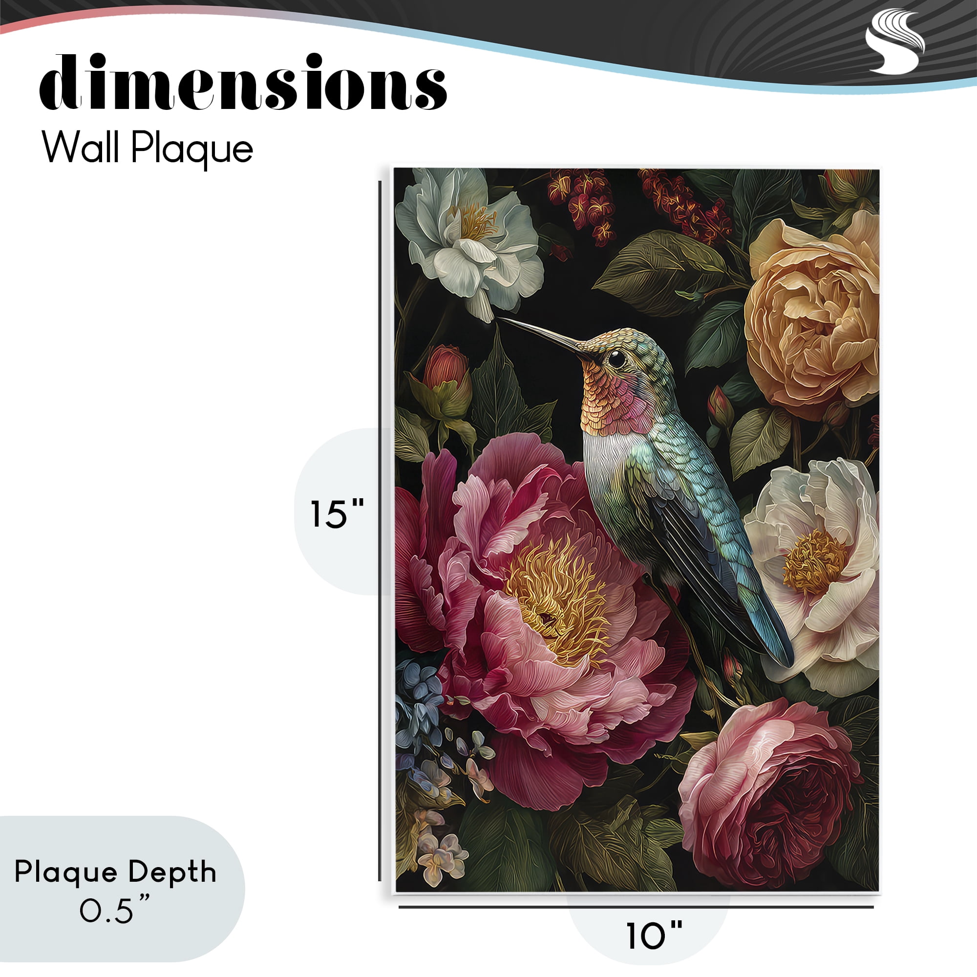 Stupell Industries Hummingbird & Lush Blooms Wall Plaque Art, design by The Wands Want