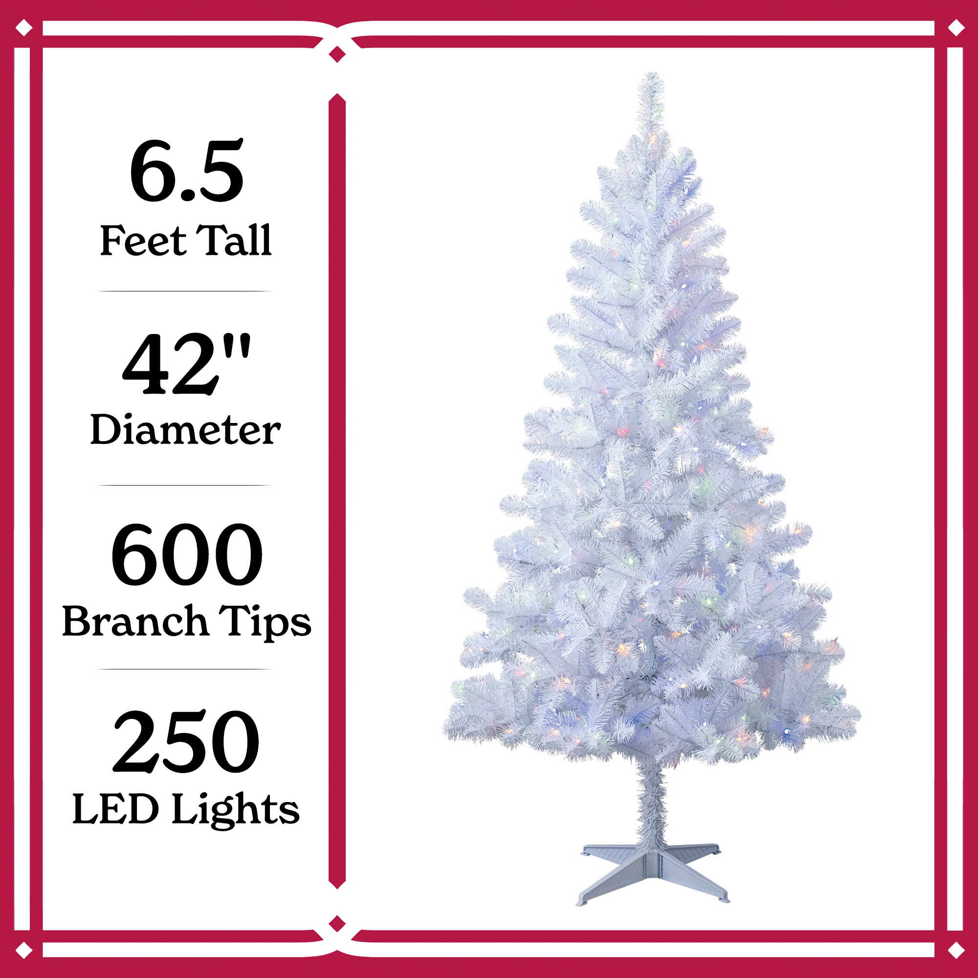 Holiday Time 6.5' Pre-Lit White Madison Pine Artificial Christmas Tree, Color-Changing LED Lights