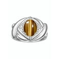 thumbnail image 3 of RYLOS Bagues pour Femmes Bague en Or Blanc 14K XOXO Câlins et Baisers Bague Pierre Précieuse 9x7 mm et Diamant Bijoux Oeil de Tigre pour Femmes Taille 5, 3 of 7