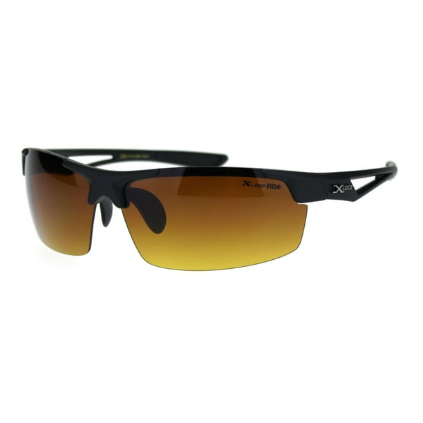 SA106 Mens Xloop HD Lens Baseball Half Rim Light Weight Plastic Sunglasses Matte Black Brown