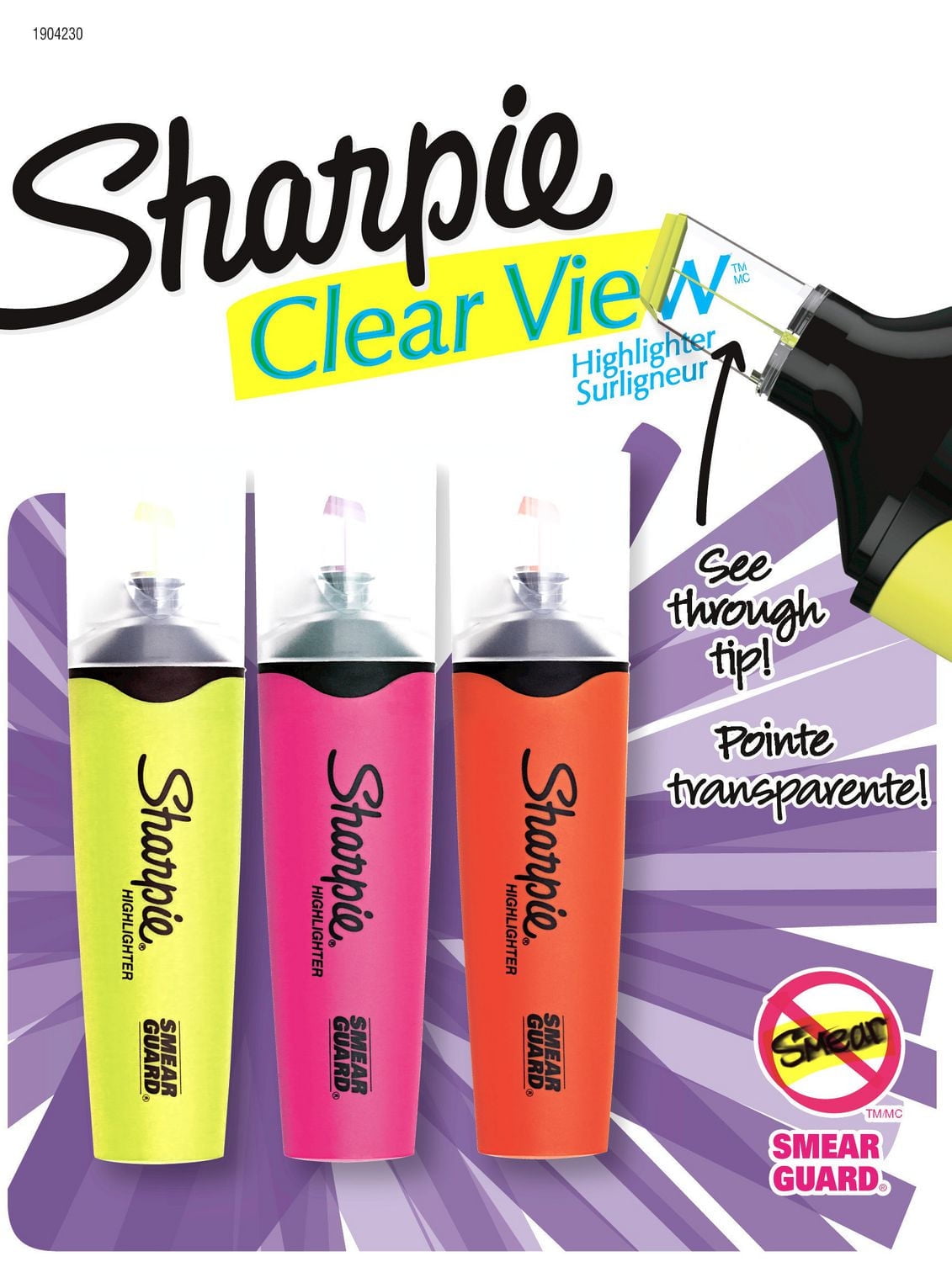Sharpie Highlighter, Clear View Highlighter with See-Through Chisel Tip, Tank Highlighter, Assorted Colours