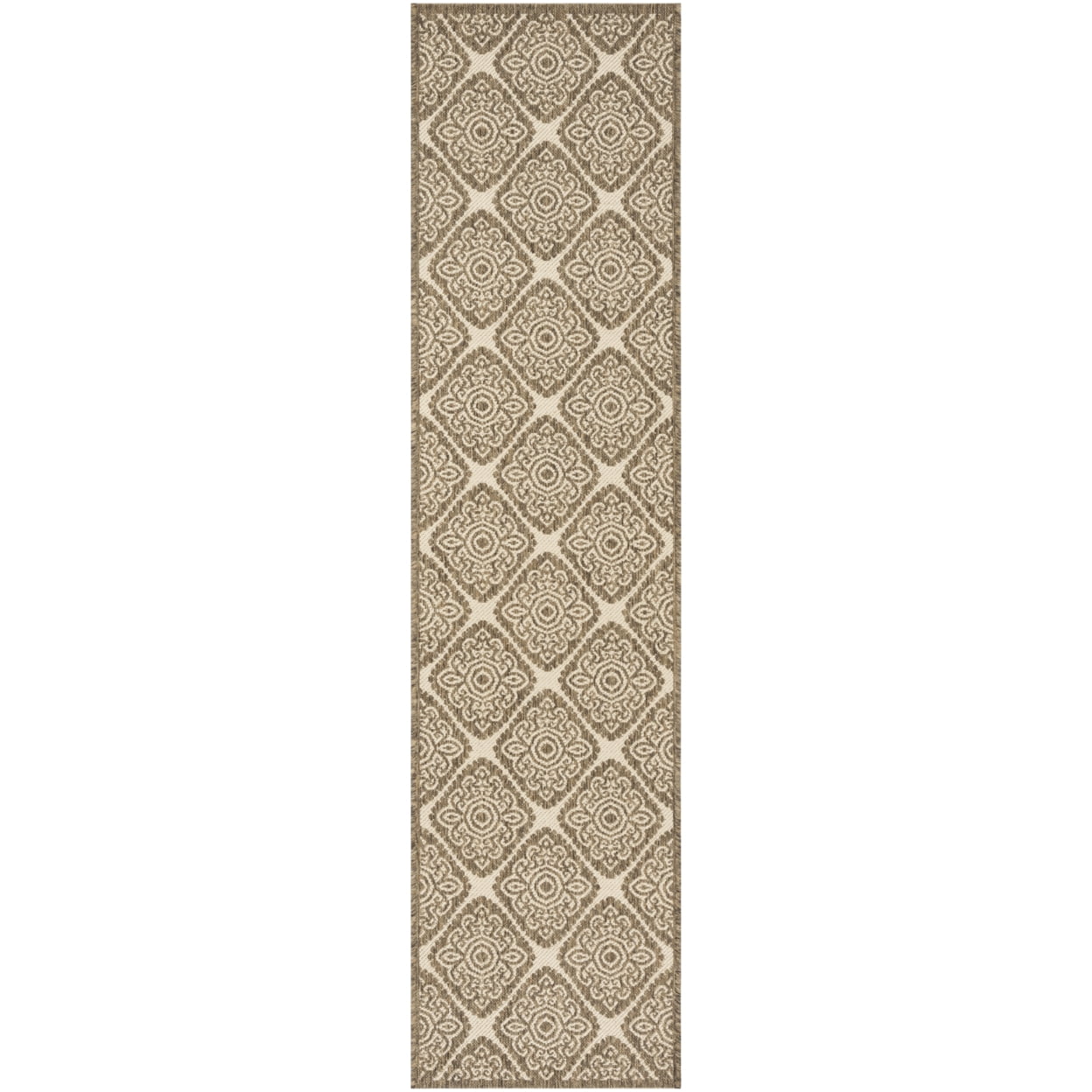 SAFAVIEH Beach House Frazier Geometric Indoor/Outdoor Runner Rug, Cream/Beige, 2'2" x 8'