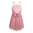 thumbnail image 2 of YEAHDOR Girls Spaghetti Chiffon Ballet Dance Dress Gymnastics Leotard Overlay Lyrical Ballerina Costume Pearl Pink 16, 2 of 7